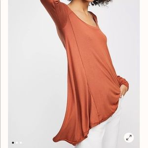 🔥Sale🔥 Free People Long Sleeve Ribbed Tee Burnt Orange Rust Color